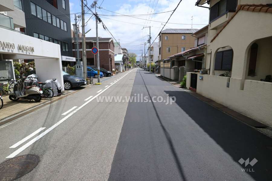 敷地南側の前面道路（西側から）