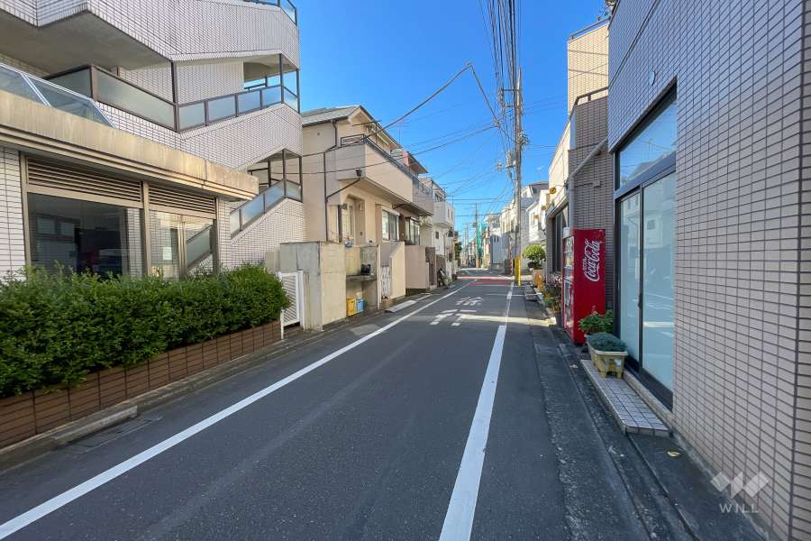 敷地北西側の前面道路（北東側から）