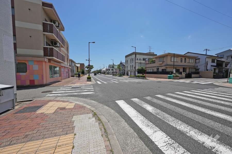 敷地西側の前面道路（北側から）