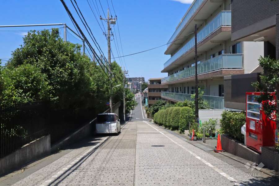 敷地西側の前面道路（南側から）