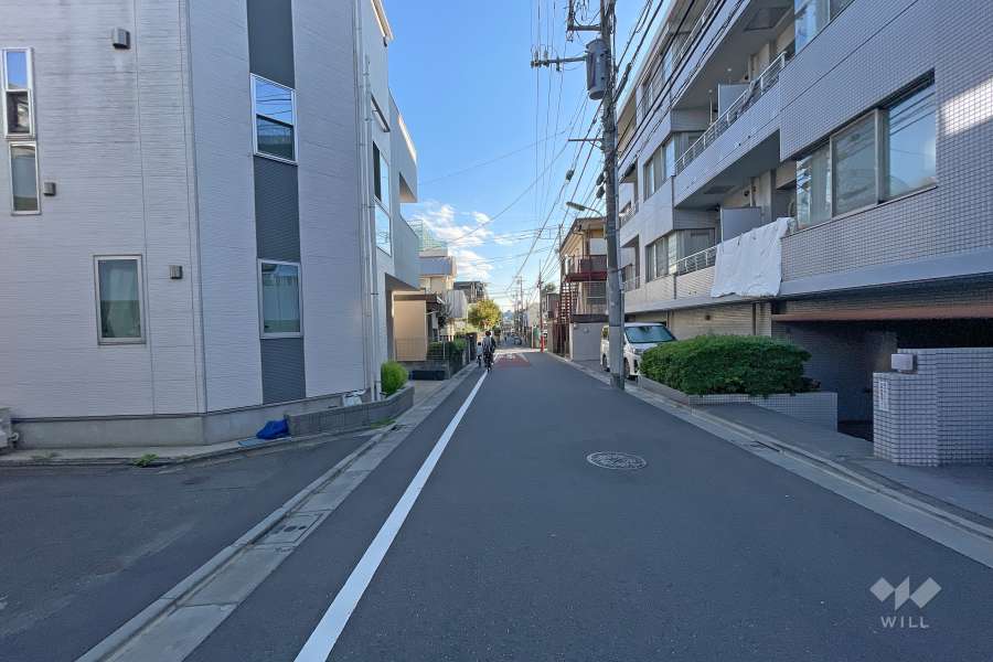 敷地東側の前面道路（北側から）