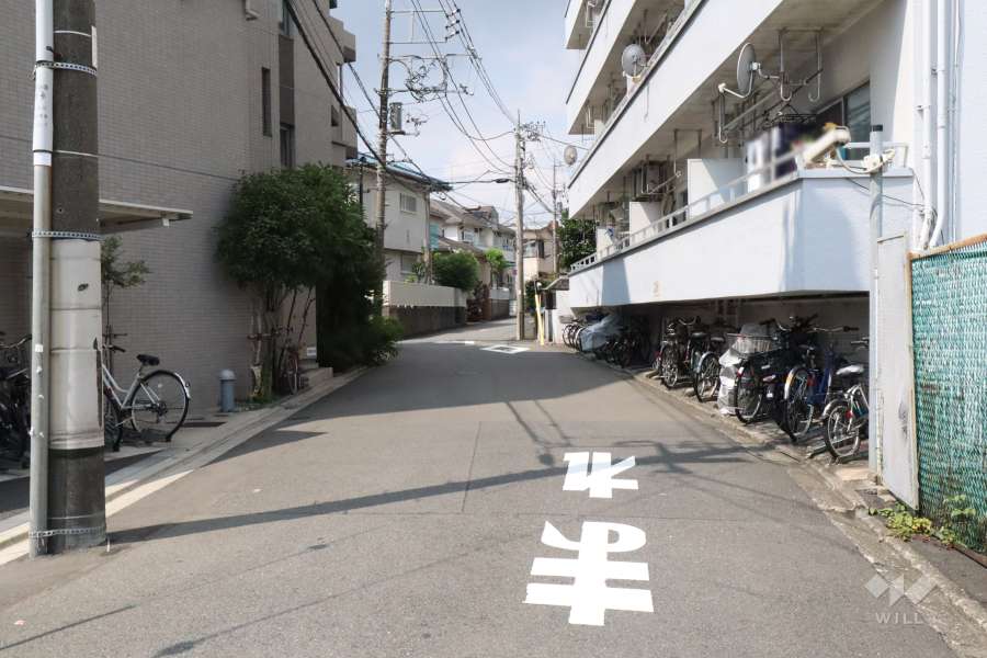 敷地南東側の前面道路(北東側から)