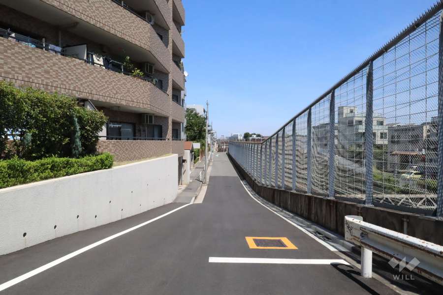 敷地南側の前面道路（西側から）