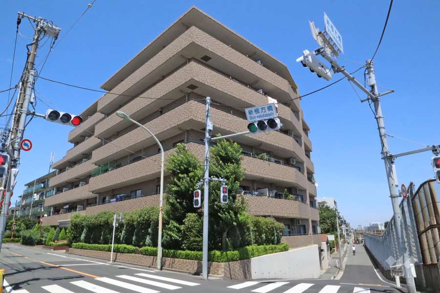 プライムコート中馬込山の手台の外観（南西側から）