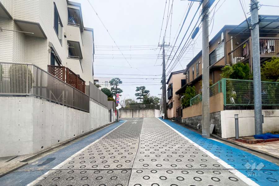 敷地北側の前面道路（西側から）