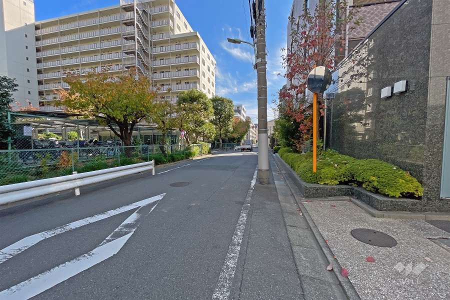 敷地東側の前面道路（北側から）