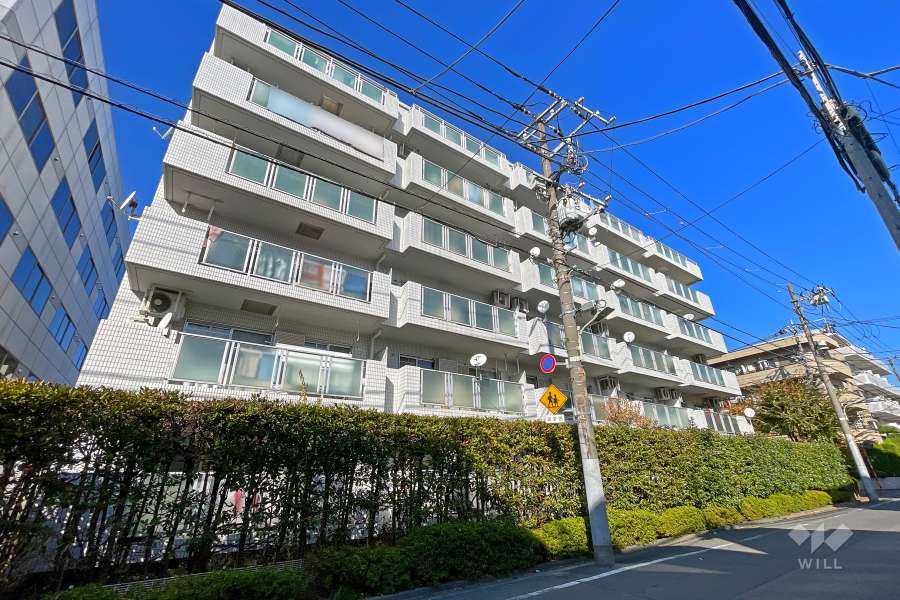 メイゾン仲池上の外観（南西側から）