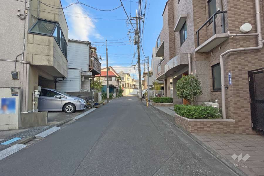 敷地北東側の前面道路（北西側から）