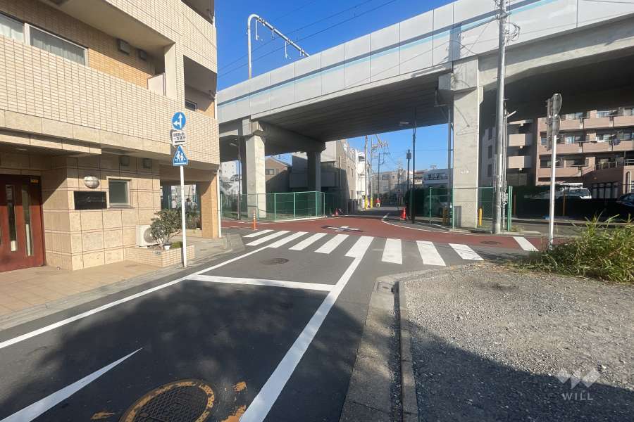 敷地南側の前面道路（西側から）