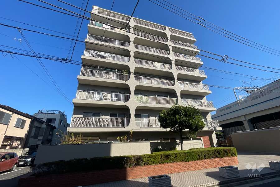 メガロン仲六郷の外観（南西側から）