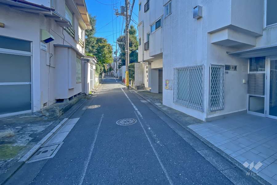 敷地北側の前面道路（西側から）