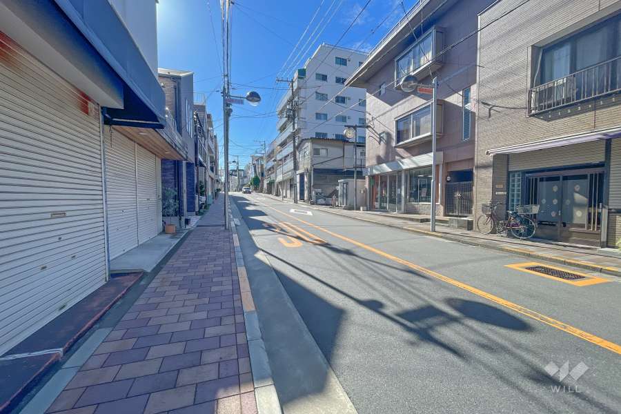 敷地東側の前面道路（北側から）