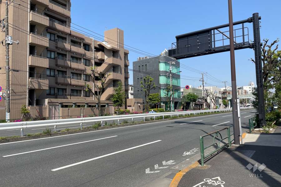 敷地北東側の前面道路（南東側から）