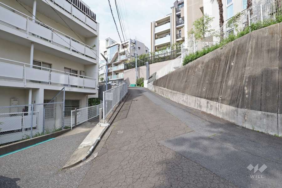 敷地西側の前面道路（南側から）