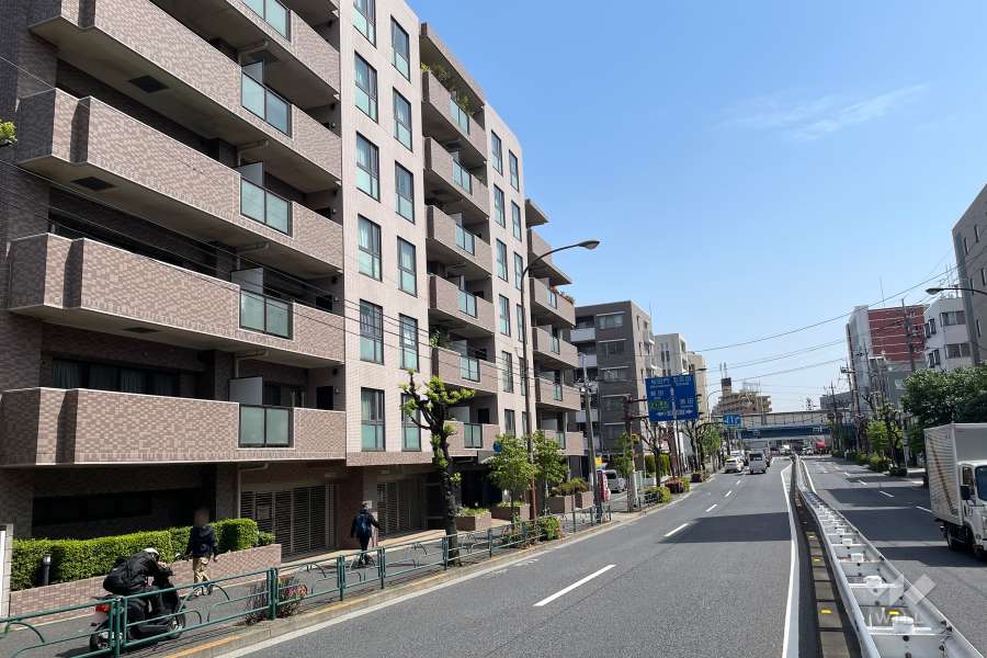 敷地南側の前面道路（西側から）