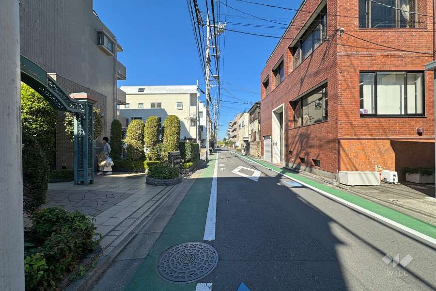 敷地北東側の前面道路（南東側から）