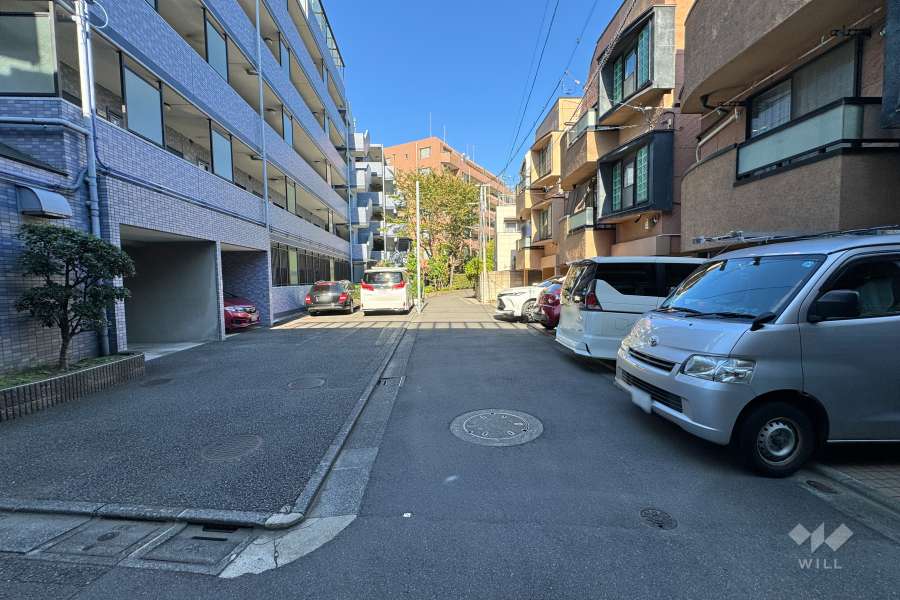 敷地東側の前面道路（南側から）