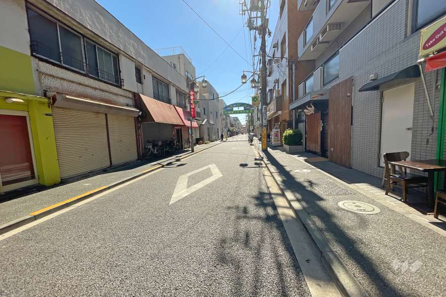 敷地北東側の前面道路（北西側から）