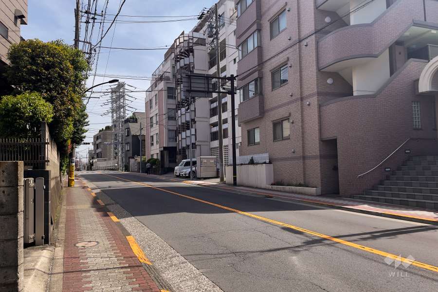 敷地北東側の前面道路（北西側から）