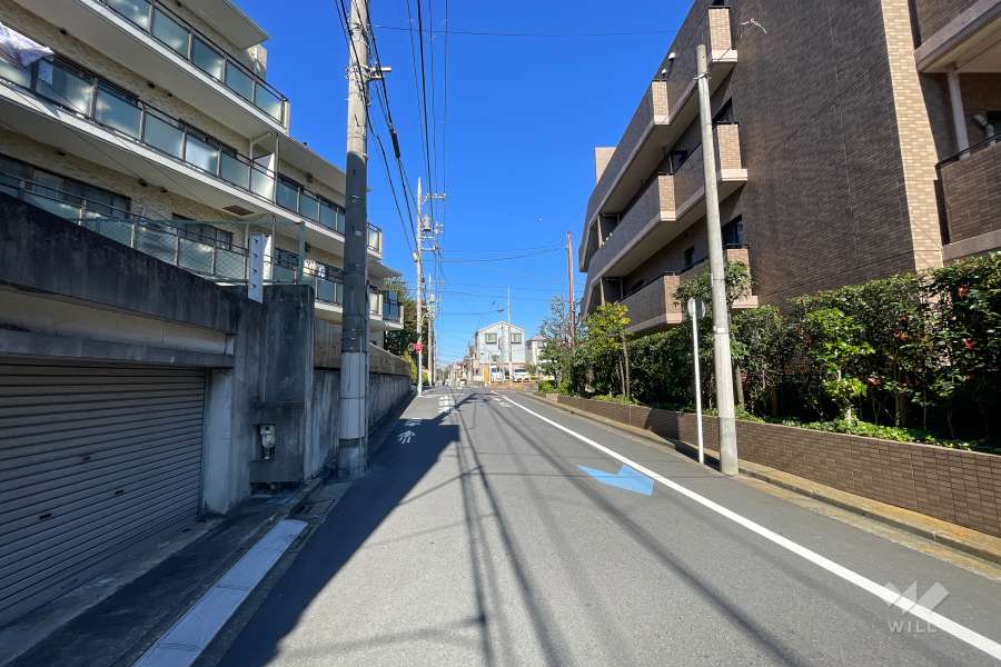 敷地北東側の前面道路（南東側から）