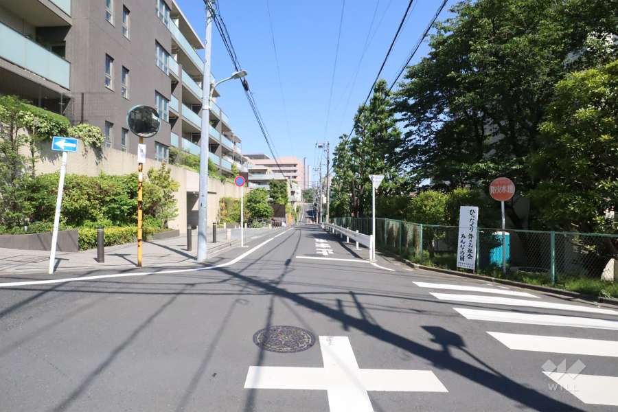 敷地北東側の前面道路（南東側から）