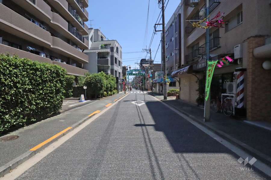 敷地北東側の前面道路(北西側から)