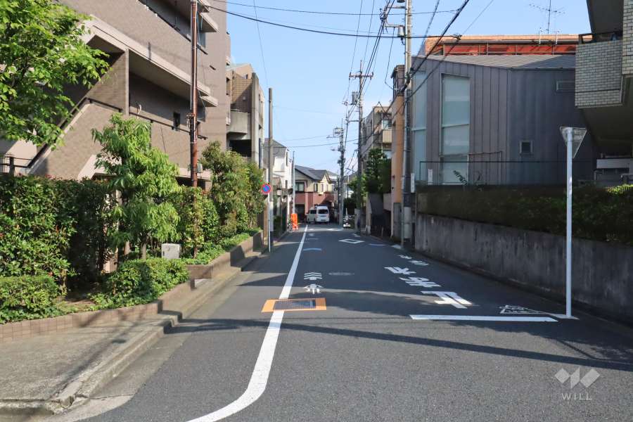敷地南西側の前面道路(北西側から)