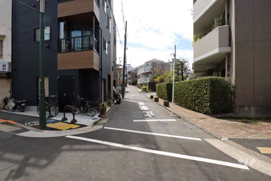 敷地南東側の前面道路(北東側から)
