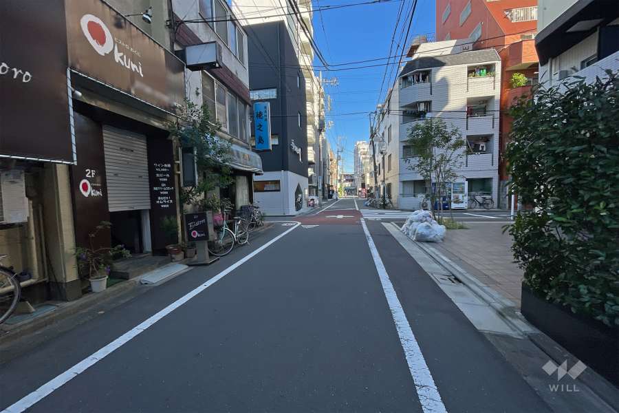 敷地西側の前面道路（南側から）