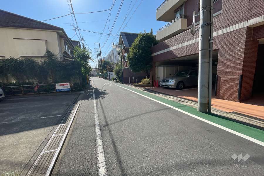 敷地東側の前面道路（北側から）