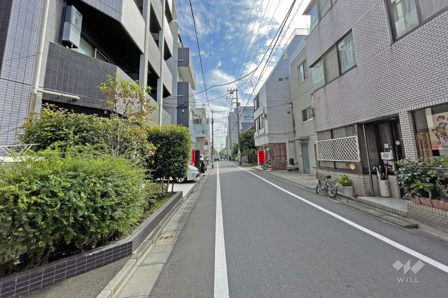 敷地の西側前面道路（北側から）