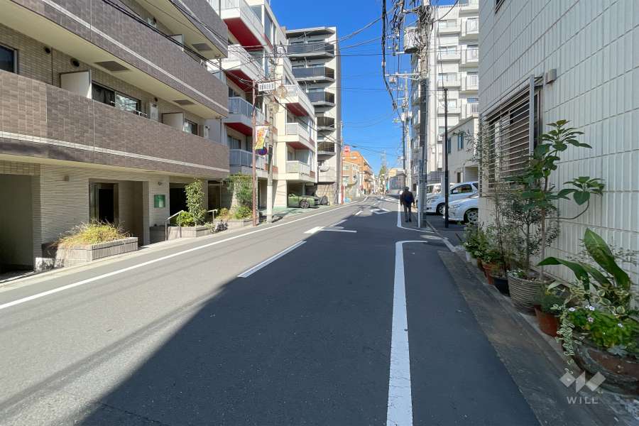 敷地東側の前面道路（南側から）