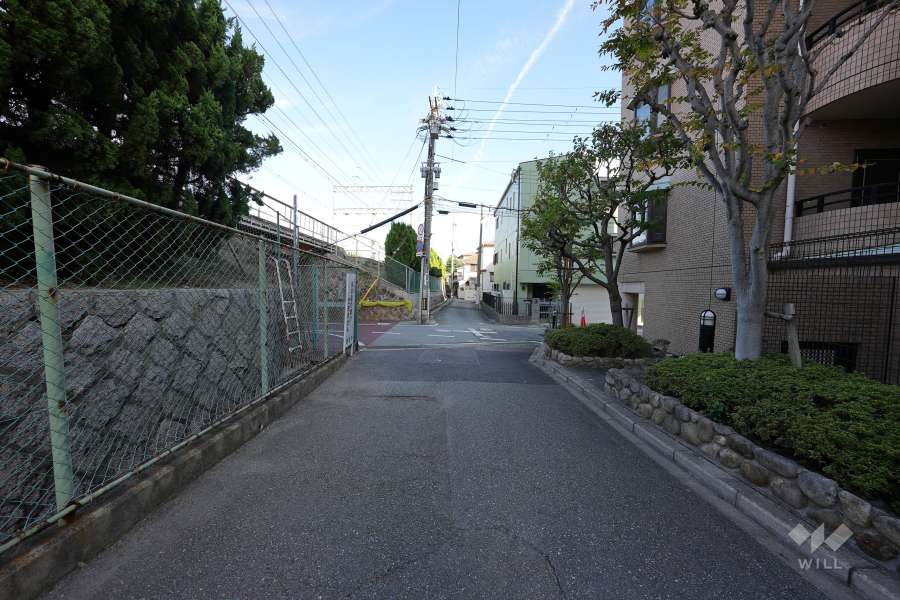 敷地北側の前面道路（西側から）
