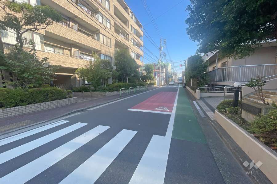 敷地南西側の前面道路（北西側から）