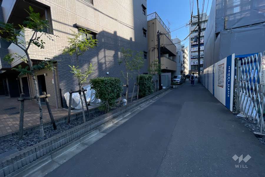 敷地東側の前面道路（北側から）