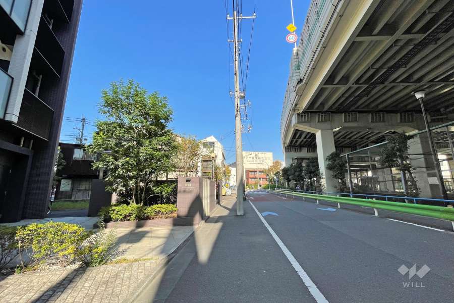 敷地東側の前面道路（南側から）