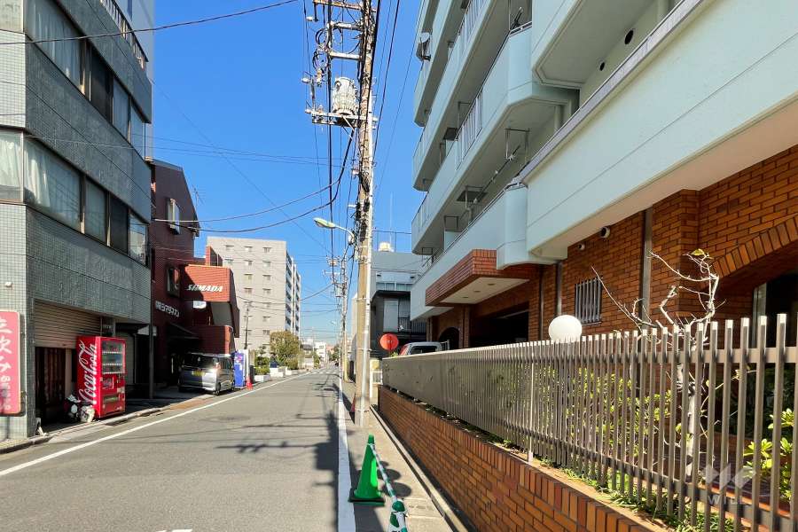敷地の西側前面道路（南側から）