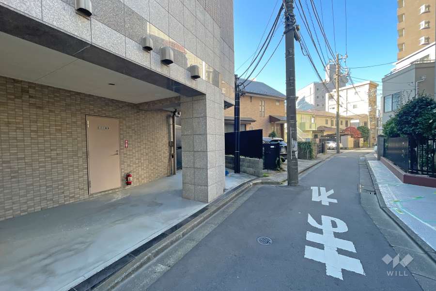 敷地北西側の前面道路（北東側から）