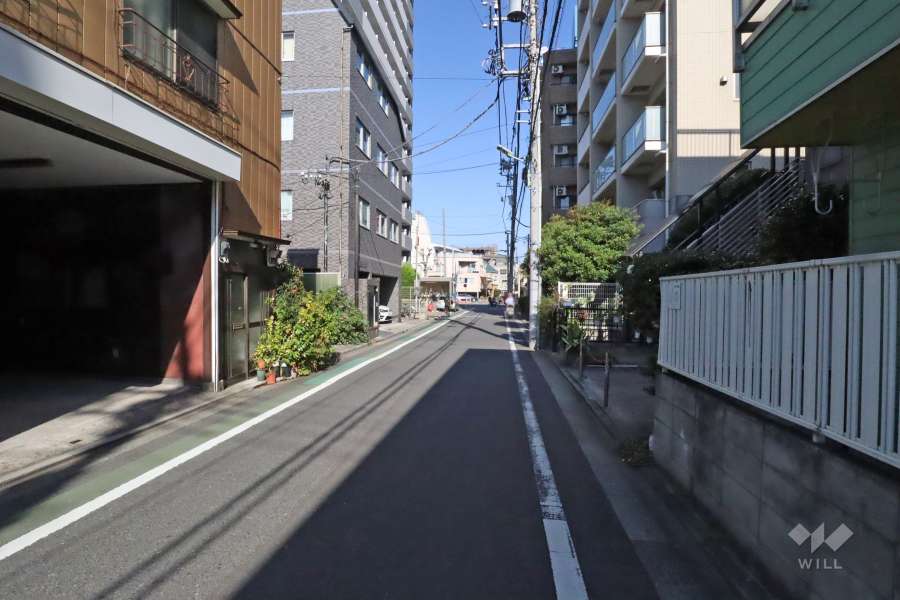 敷地東側の前面道路(南側から)