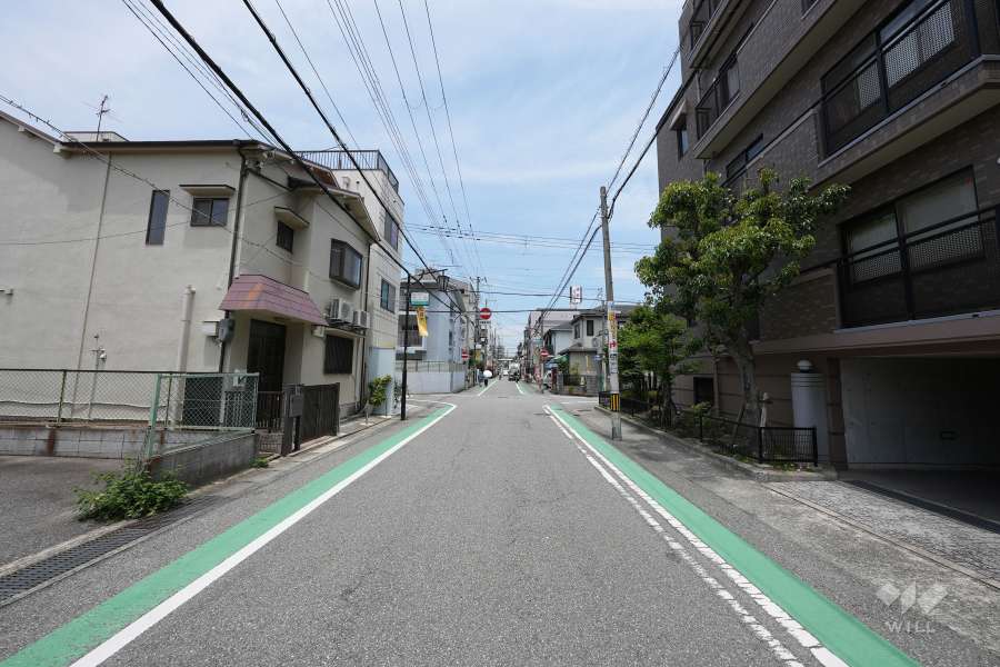 敷地西側の前面道路（南側から）