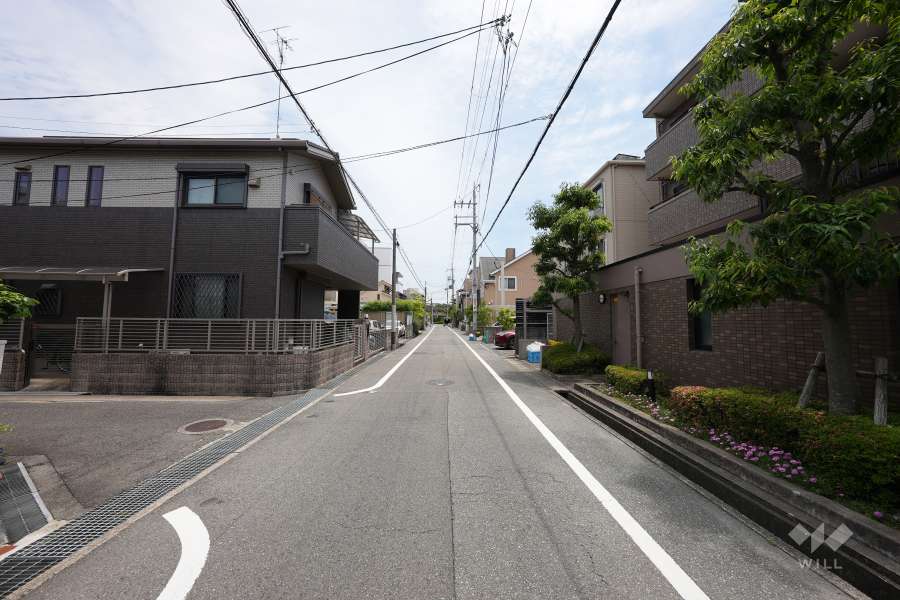 敷地北側の前面道路（西側から）