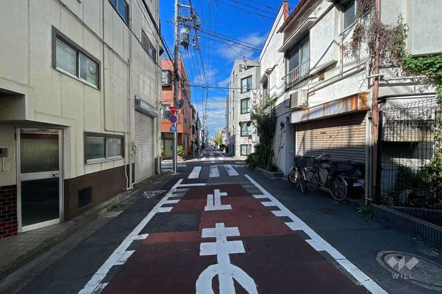 敷地南西側の前面道路（南東側から）