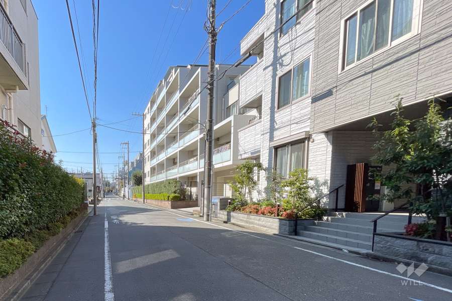 敷地の北西側前面道路（南西側から）