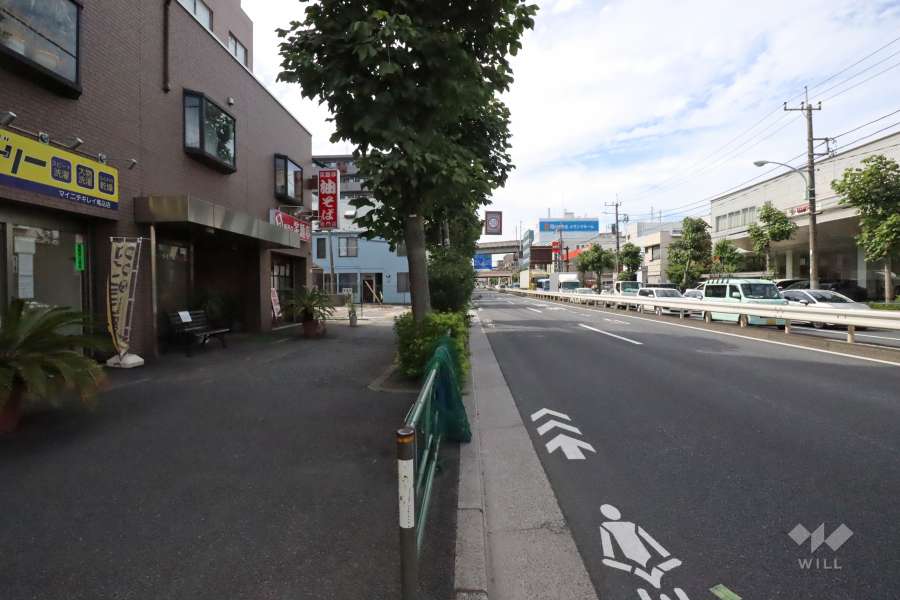 敷地北東側の前面道路(南東側から)