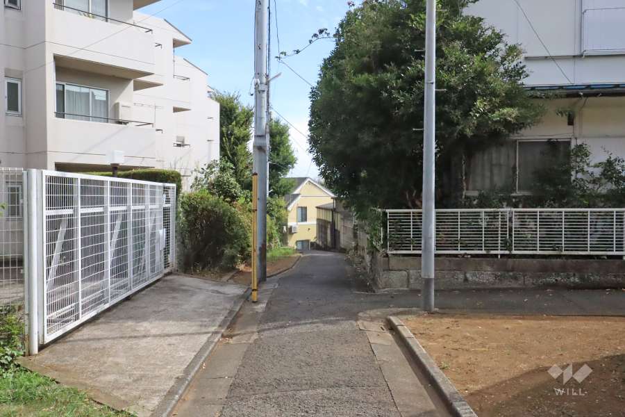 敷地西側の前面道路(北側から)