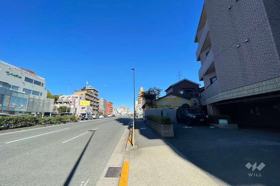 敷地北西側の前面道路（南西側から）