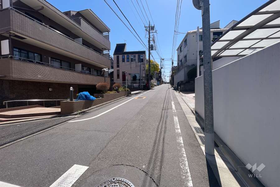 敷地東側の前面道路（北側から）