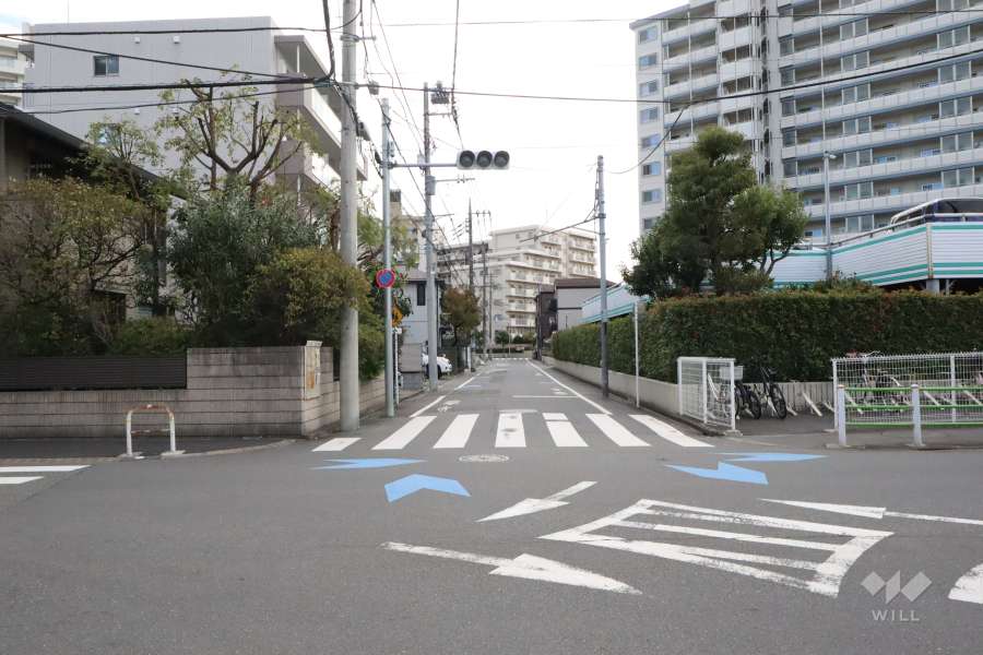敷地北東側の前面道路（北西側から）