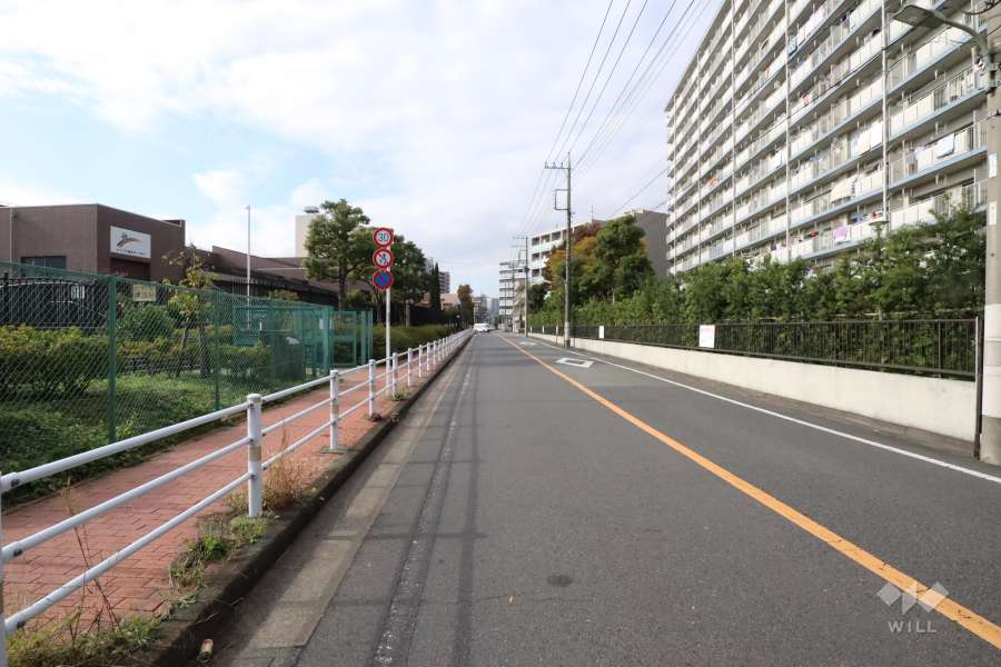 敷地南東側の前面道路（北東側から）