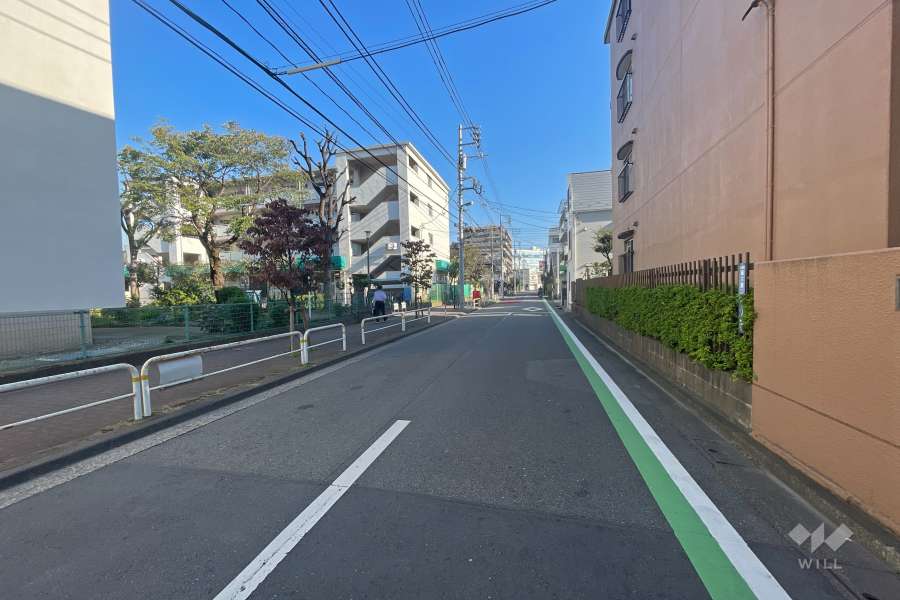 敷地北東側の前面道路（北西側から）